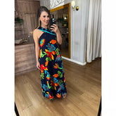 VESTIDO VISCOLINHO ESTAMPADO LONGO